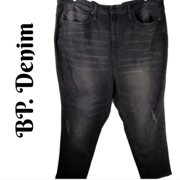 BP. Black Wash Slight Distress Hi-Rise Jeans sz 20 Straight with Stretch Casual - Picture 1 of 11